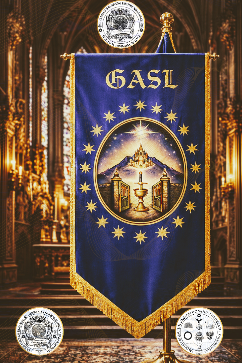 Official Flag Seal of the Grand Assembly of Sovereign Lineages. • Sigillum Territoriale Officiale Magnae Assembleae Linearum Sovereignarum